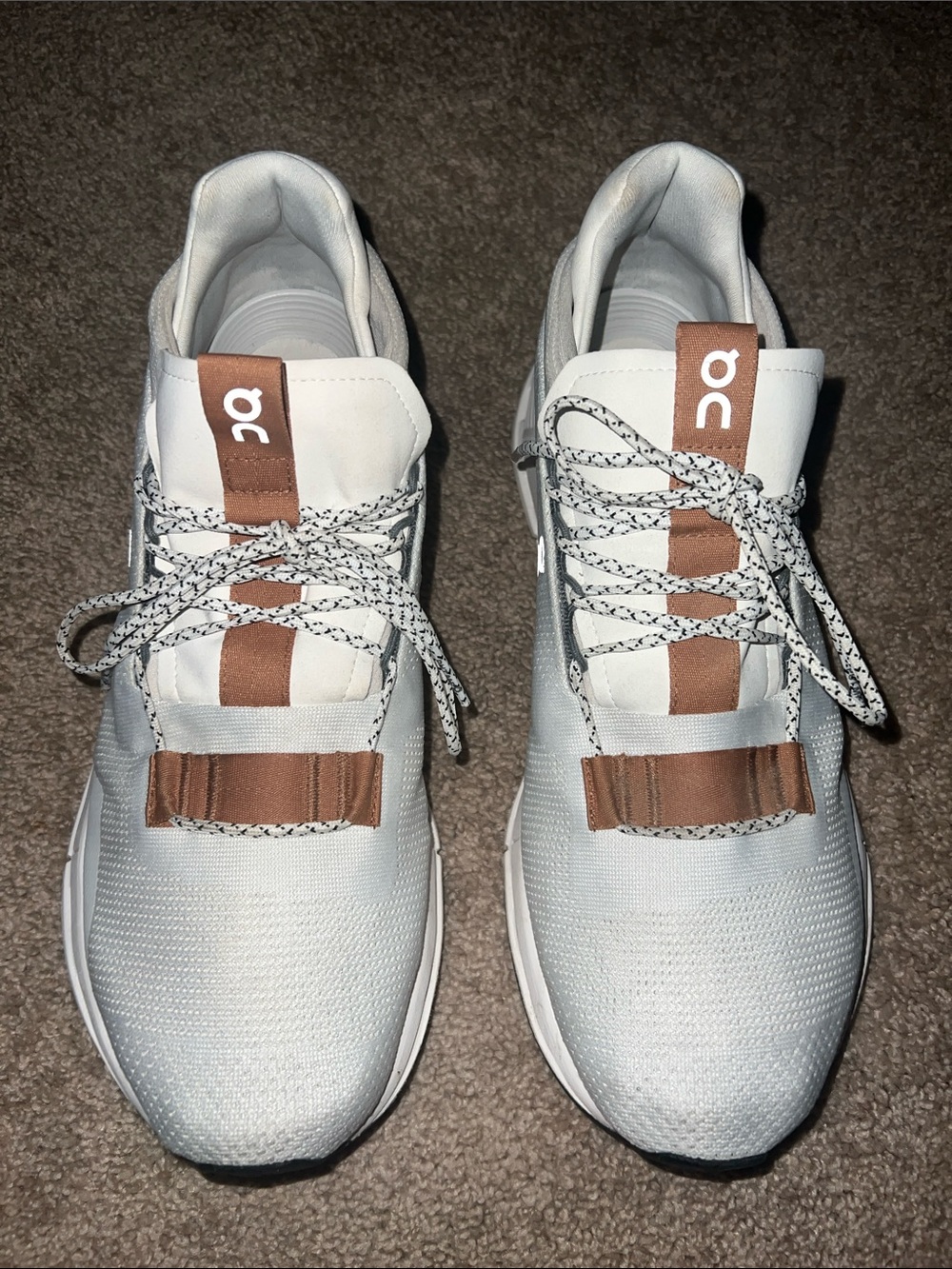 On Running Men’s White Sneakers with Brown Accents